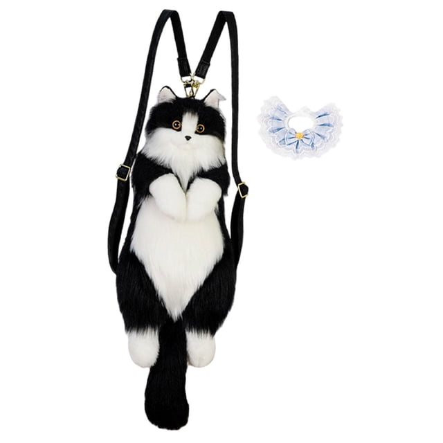Mochila de peluche de gato Strade Fareast Limited con bufanda azul