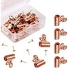 Push Pins Clips 30-Count, 30 Pack Bulldog Clips with Push Pins for Photos Pictures Papers Documents Used on Cork Boards, Bulletin Boards and Cubicle Walls, Rose Gold