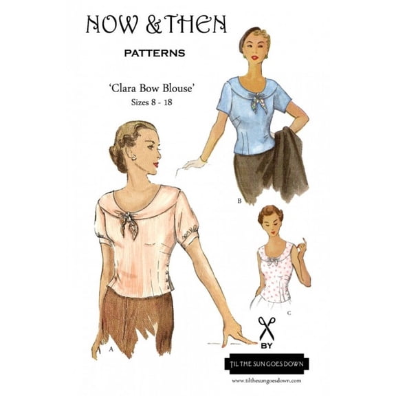 Now & Then Patterns Sewing Pattern The Clara Bow Blouse Women UK 8 to 18