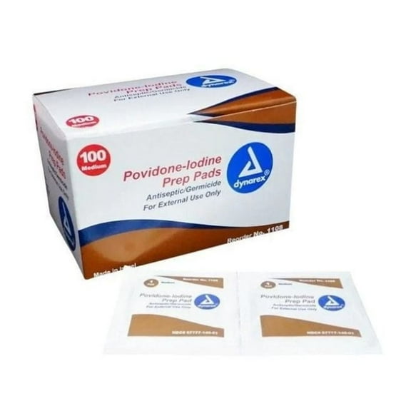 1000 Pads - 2.5" x 1.25" Wound Wipes - Povidone-Iodine Prep Pads by Dynarex - MS-60570
