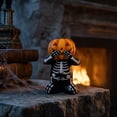 thumbnail image 4 of Set of 3 See No Hear No Speak No Evil Skeleton Pumpkin Figurines Resin Halloween Tabletop Decoration Fall Thanksgiving Home Decor for Mantel Shelf, 4 of 7