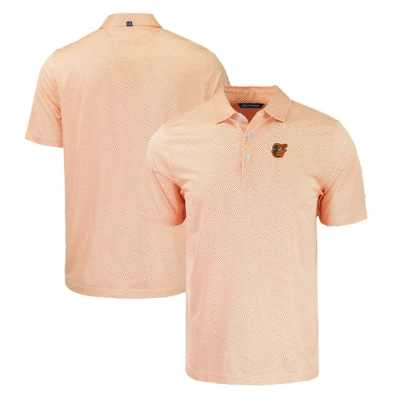 Men's Cutter & Buck Orange/White Baltimore Orioles Pike Eco Symmetry Print Stretch Recycled Polo