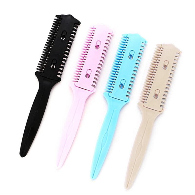 4pcs random color Double Sides Hair Razor Comb Cutter Cutting Thinning  Shaper Haircut Grooming Men Women Hair Trimmer Styling Tool 