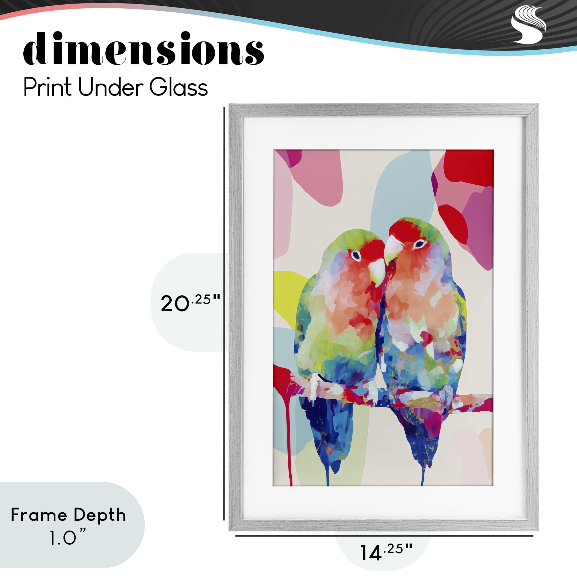 Stupell Industries Lovebirds on a Branch Gray Framed Print Under Glass, design by Chromatic Storm Studio
