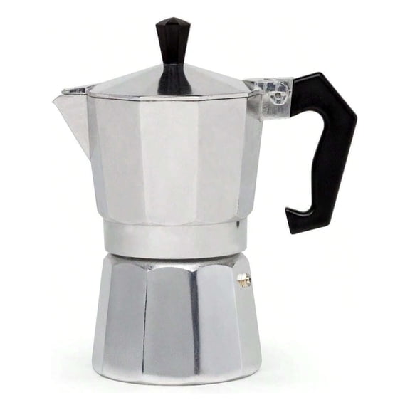 Classic Stovetop Espresso and Coffee Maker, Moka Pot for Italian and Cuban Café Brewing, Greca Coffee Maker, Cafeteras, 3 Espresso Cups, Silver