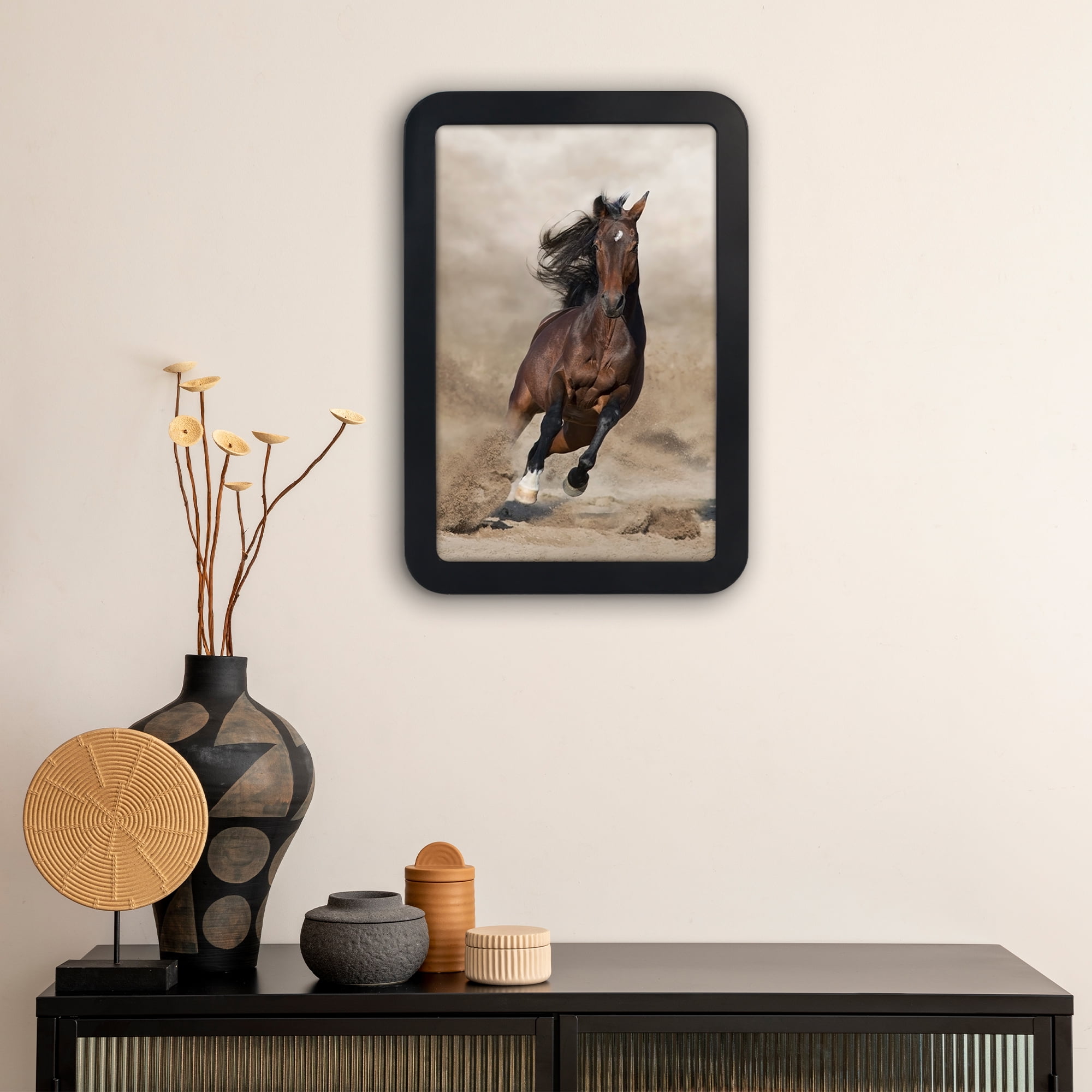 Americanflat 11x17 Picture Frame with Shatter-Resistant Glass Round Corner Molding Mod Collection - Black