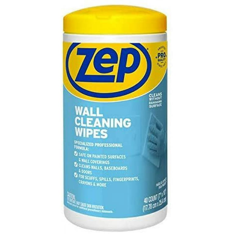 Zep Wall Cleaning Wipes - 40 Count Pack of 2 R42210 - Remove Stains From  Walls From Crayons, Dirt, And Scuff Marks