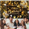 thumbnail image 4 of AUQ Happy Birthday Banner Backdrop, Black and Gold Balloons Large Banner Party Decorations for Men Women, Birthday Poster Sign Poster Background Decor 72X44 Inch, 4 of 7