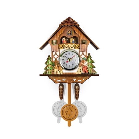 DESIGNICE Cuckoo Clock Classic Traditional Wall Clock Authentic German Black Forest Style House Clock with Elegant Golden Dial for Home Living Room Hallway Office Study.