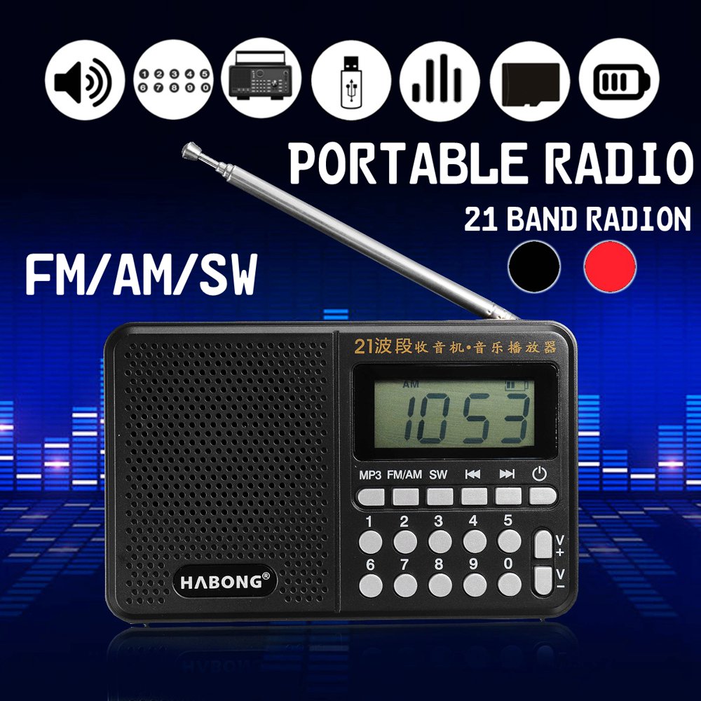 Mini Portable Radio LCD Digital AM FM Radio Receiver Telescopic Antenna