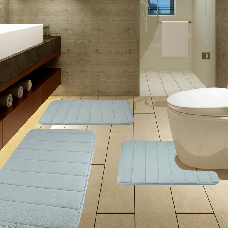 Memory Foam Bathroom Rugs Sets 3 Piece Bathroom Mats, Non Slip Water  Absorbent Soft Bath Rugs for Bathroom, Brown 