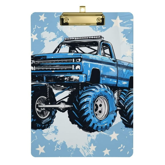 Stars Monster Truck Acrylic Clipboards 12 x 9 Inch A4 Size with Low Profile Clip Hanging Clipboard for Classroom School Office