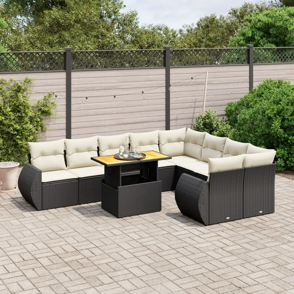 vidaXL Garden Sofa Set Black, Cream White