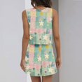 thumbnail image 6 of WTOBBY Summer Casual Women's Two Piece Set Floral Print Sleeveless Square Neck Cropped Top and High Waist Shorts Outfit with Pockets Stylish Bodysuit Wear ,Mint Green L, 6 of 6