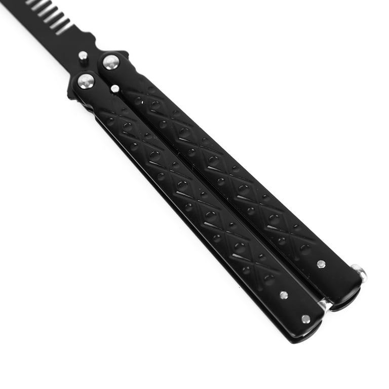 Yucurem Stainless Steel Butterfly Training Knife, Camping Metal Folding Training Bladeless Butterfly Comb, Butterfly Knife Safety Trainer, Size: 22 cm