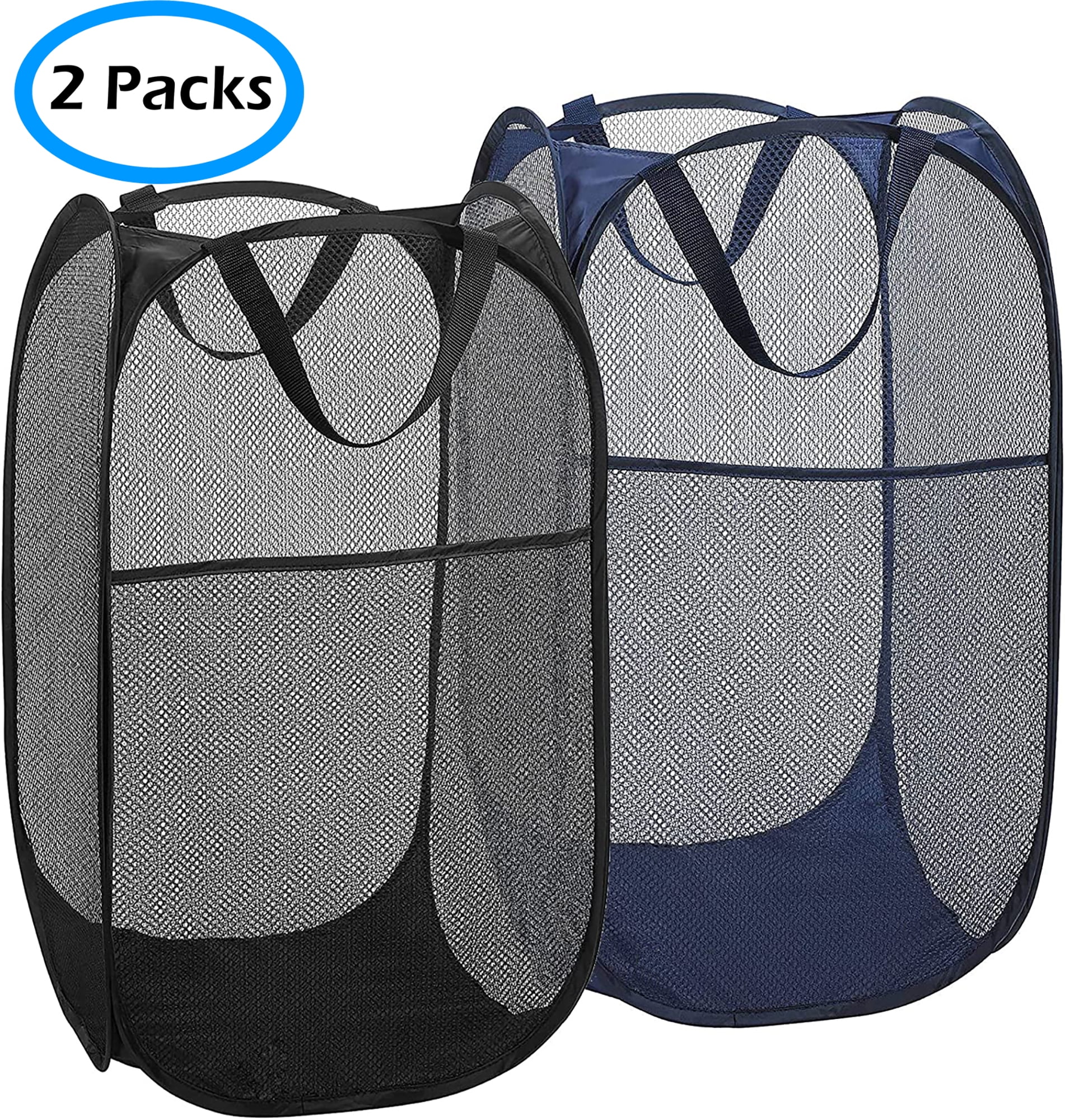 MISSLO 2 Packs Mesh Pop Up Hamper Collapsible Laundry Baskets for Dirty