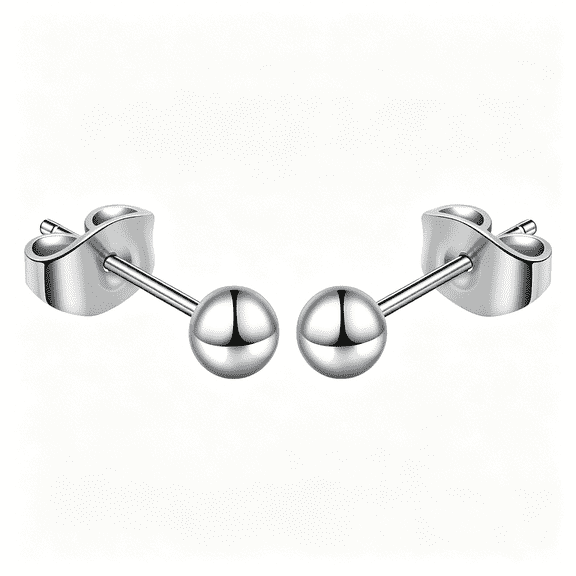 DESIGNICE Titanium Ball Earrings Hypoallergenic Studs for Women Men Sensitive Ears Black 3Mm 4Mm 5Mm Titanium Backs
