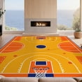 thumbnail image 2 of Design&I 8'x10' Washable Area Rug Basketball Repeating Hoop Motif Markings Bold Stripe Border Center for King Size Bedroom, Under Bed, Sleek Flatweave Pet Friendly, 2 of 7