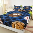 thumbnail image 3 of Manfei Rugby Sport Twin Sheet Sets,Football Game Gamer Twin Fitted Sheet,Blue Geometric Honeycomb Hexagon Flat Sheet For Boys,Microfiber Bedroom Decor,3 Pieces, 3 of 7
