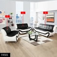 thumbnail image 6 of Beverly Fine Furniture Sydney Bold Faux Leather Living Room Sofa Set- Black & White - 3 Piece, 6 of 7