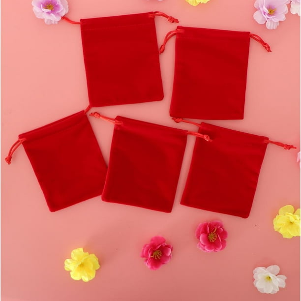 5 bolsas de con cordón, bolsas de regalo para de boda, color rojo, 10 x 12 cm Colcomx Bolsa de terciopelo para joyas
