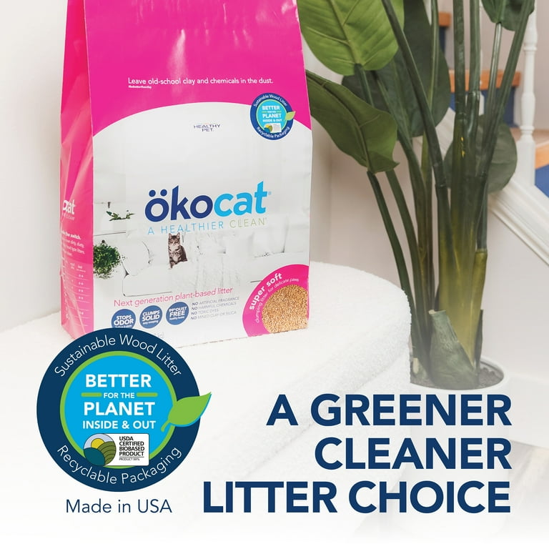 okocat Natural Wood Cat Litter for Sensitive Paws, Unscented, 15.8