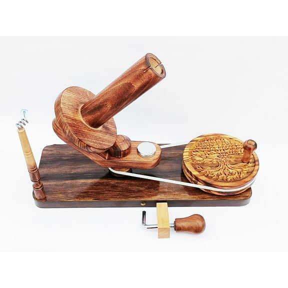 Hind Handicrafts Handcrafted Wooden Yarn Ball Winder for Knitting Crocheting - Natural Hand Operated - Knitter's Gifts Center Pull Ball Winder (Tree of Life 1B)