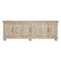 Athena 6-Door Sideboard in Distressed White Traditional Carving on Solid Wood