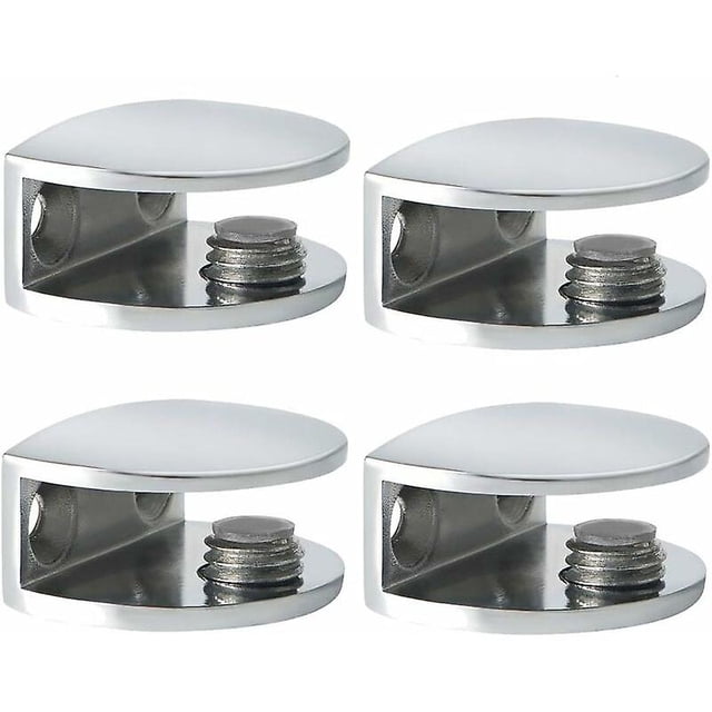 Abrazadera de vidrio Soporte para estante de vidrio Soporte para estante de pared Abrazadera ajustable, vidrio adaptable de 8-10 mm de espesor, acabado pulido de acero inoxidable, 4 piezas,