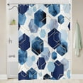 thumbnail image 5 of Blue Shower Curtain, Navy Blue Abstract Geometric Modern Grid Pattern Minimalist Bath Curtains Waterproof Fabric with Hooks for Home Decor, 72Wx72H, 5 of 6