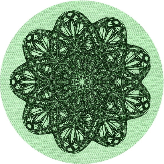 Ahgly Company Machine Washable Indoor Round Transitional Medium Forest Green Area Rugs, 6' Round