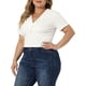 thumbnail image 4 of Agnes Orinda Blusas Casual de Mujer Talla Grande con Frente Torcido en V y Mangas Cortas 3X Blanca, 4 of 6