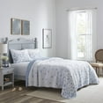 thumbnail image 2 of Laura Ashley Home - Queen Quilt Set, Reversible Cotton Bedding with Matching Shams, Pre-Washed Home Decor for Added Softness (Flora Blue, Queen), 2 of 5
