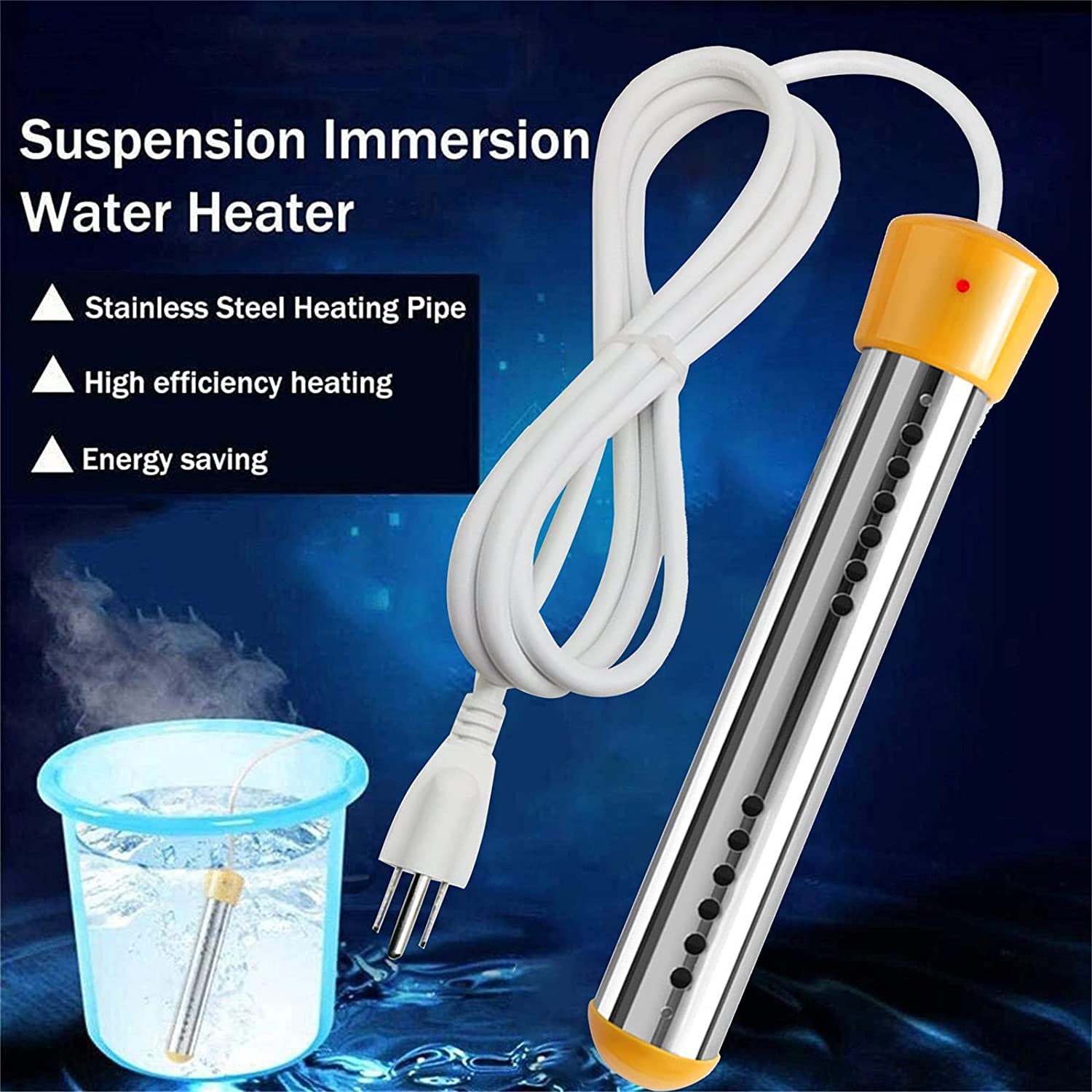 1500W Immersion Electric Water Heater Boiler, Portable Bucket Water Heater,  Stainless Steel Household Submersible Instant Hot Water Heater For Bathtub,  Inflatable Swimming Pool, Foot Tub (Blue) | Walmart Canada