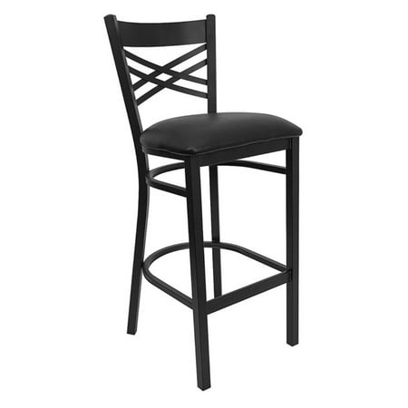 Flash Furniture 31 in. Hercules X-Back Restaurant Vinyl Seat Bar Stool - Black