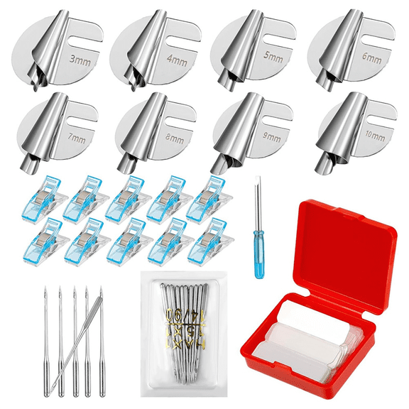 8 Pcs Sewing Rolled Hemmer Foot Set 3-10mm 8 Sizes Rolled Hem Presser Foot with Sewing Clips Sewing Needles for Home