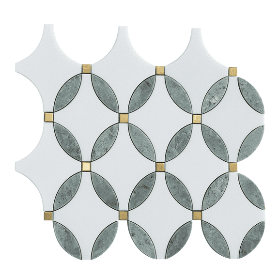 Waterjet Marble And Metal Wall Mosaic Tile - Case (10 Sheets)
