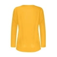 thumbnail image 3 of IROINNID Discount Polyester Long Sleeve T Shirt for Women Casual Solid Loose T-shirt Blouse Round Neck Tops,Yellow, 3 of 4