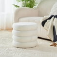 thumbnail image 6 of IVV Ottoman with Storage, Modern Round Pouf Foot Rest Vanity Stool for Makeup, Portable Coffee Table Padded Seat w/ Flip Top Tray (White, 18.3"Dia x 16.53"H), 6 of 8