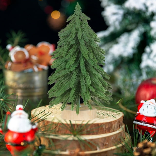Amzcrzy Christmas Decorations, Christmas Tree Ornaments, Small Christmas Tree Mini Christmas Tree Mini Pines Tree Bottle Brush Fake Tree With Wooden Base For Tabletop Decoration Christmasing trees