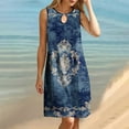 thumbnail image 5 of Amzcrzy Women's Summer Beach Dresses Short Sleeve Crew Neck Hollow Sundress Floral Boho Plus Size Dresses Casual Summer Basic T Shirt Dress with Pockets S-3XL, 5 of 9