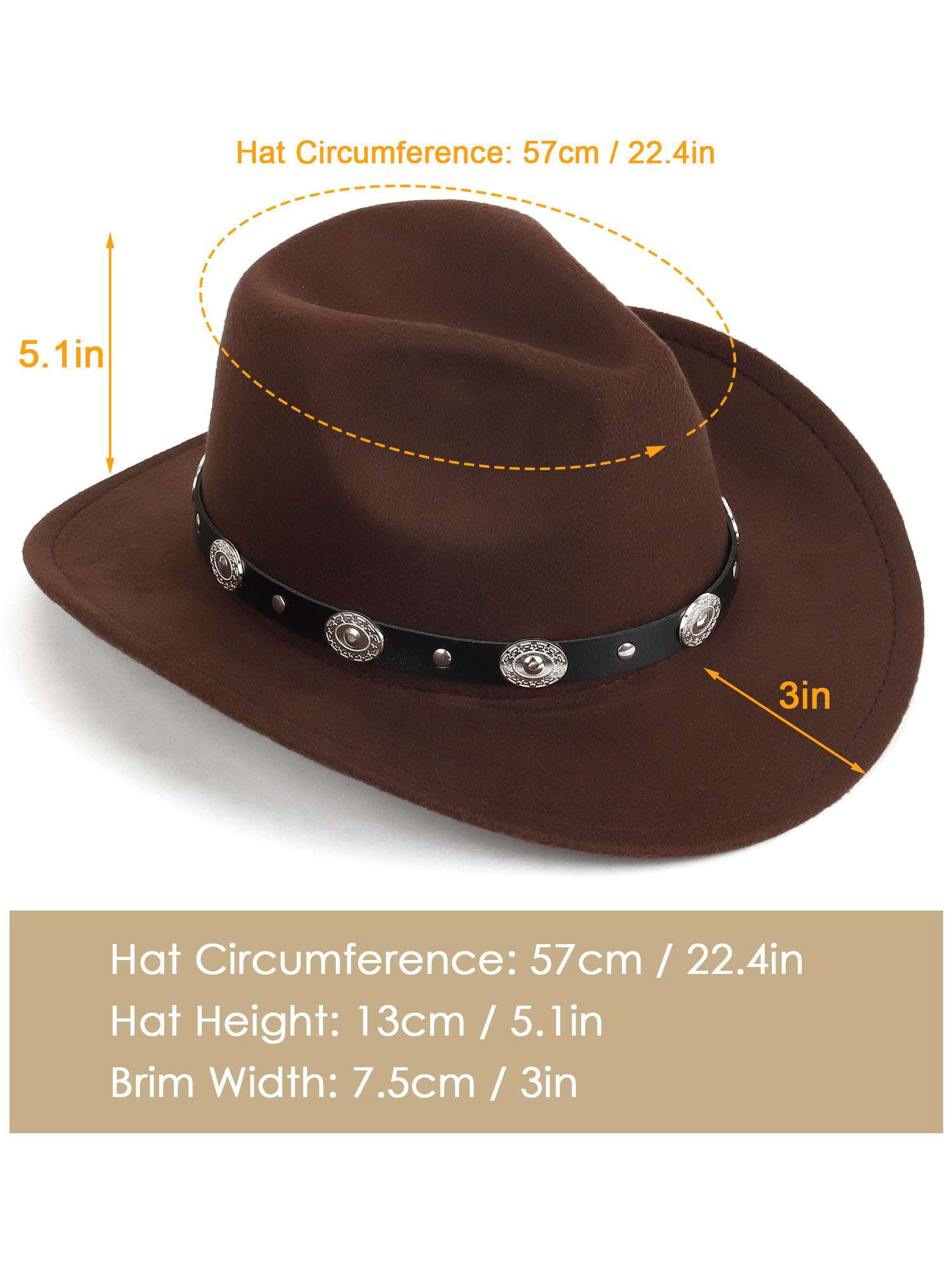PULLIMORE Western Cowboy Hat for Men Women Felt Classic Roll  display picture 1