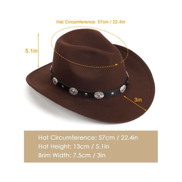 Wide Brim Felt Cowboy Hat with Buckle Belt - Unisex Western Hat Panitay 4 Pcs Classic Western Cowboy Hat for Men Felt Wide  main image 4