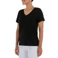 thumbnail image 4 of Time and Tru Women's Pima Cotton Blend V Neck Tee, 2-Pack, Sizes XS-XXXL, 4 of 6