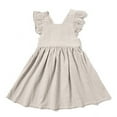 thumbnail image 5 of Fancifize Girls Summer Dresses Cute Ruffle Sleeve Flowy Dress Cotton Linen Casual Crew Neck Trendy Outfits Beach Vacation Clothes for Kids, 5 of 5