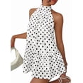 thumbnail image 2 of Women's Mini Halter Short Dresses Line Polka Dot Petite Sundress Dress for Summer White S, 2 of 10