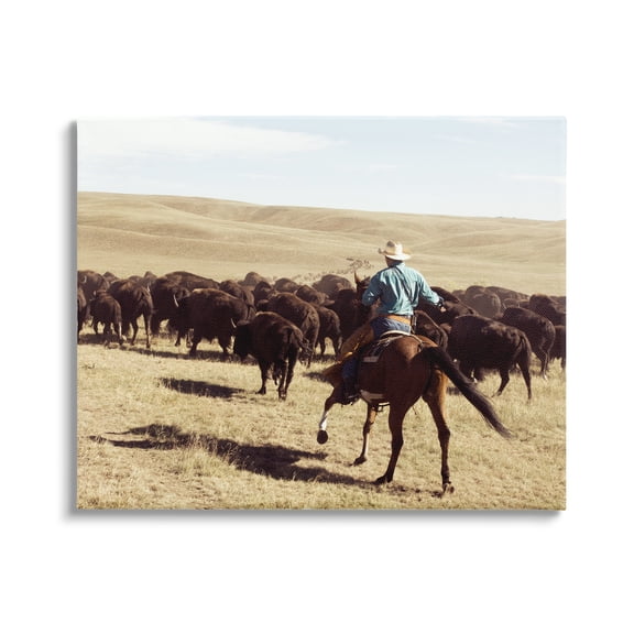 Stupell Industries Cowboy & Cattle in Desert Animals & Insects Photography Gallery Wrapped Canvas Art Print Wall Art, 20 x 16
