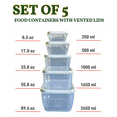thumbnail image 2 of 10-Piece Food Storage Containers with Vented Lids, Airtight and BPA Free, Stackable, Microwave, Freezer, and Dishwasher Safe (Gray), 2 of 5