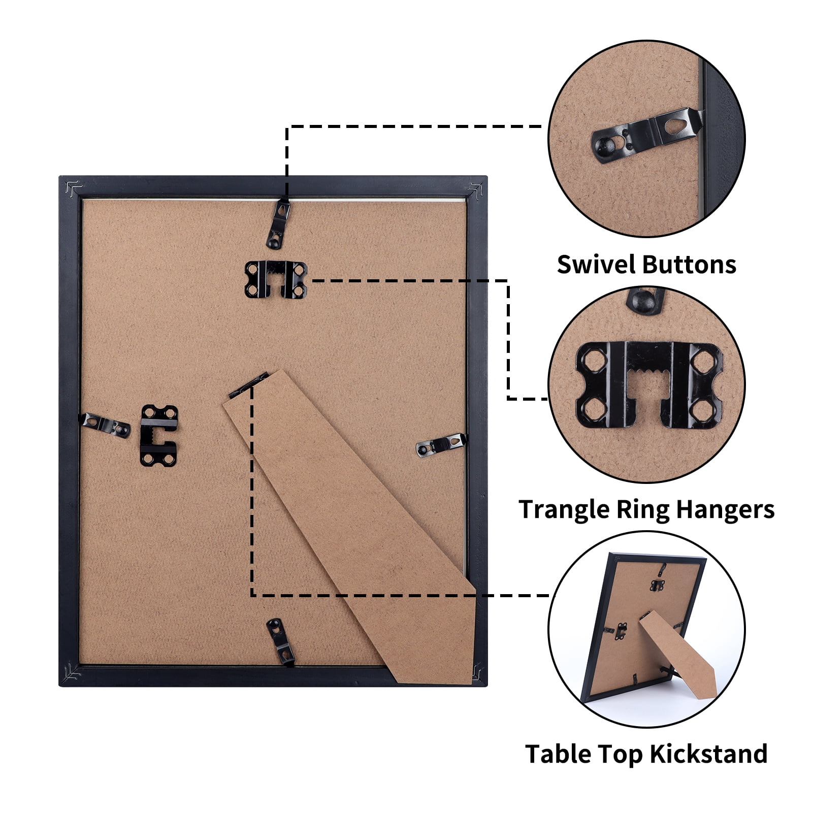 10 Pack 8x10 Picture Frames Set with Mat , Black 9 by 11 photo Frames for Wall Hanging and Desktop Display