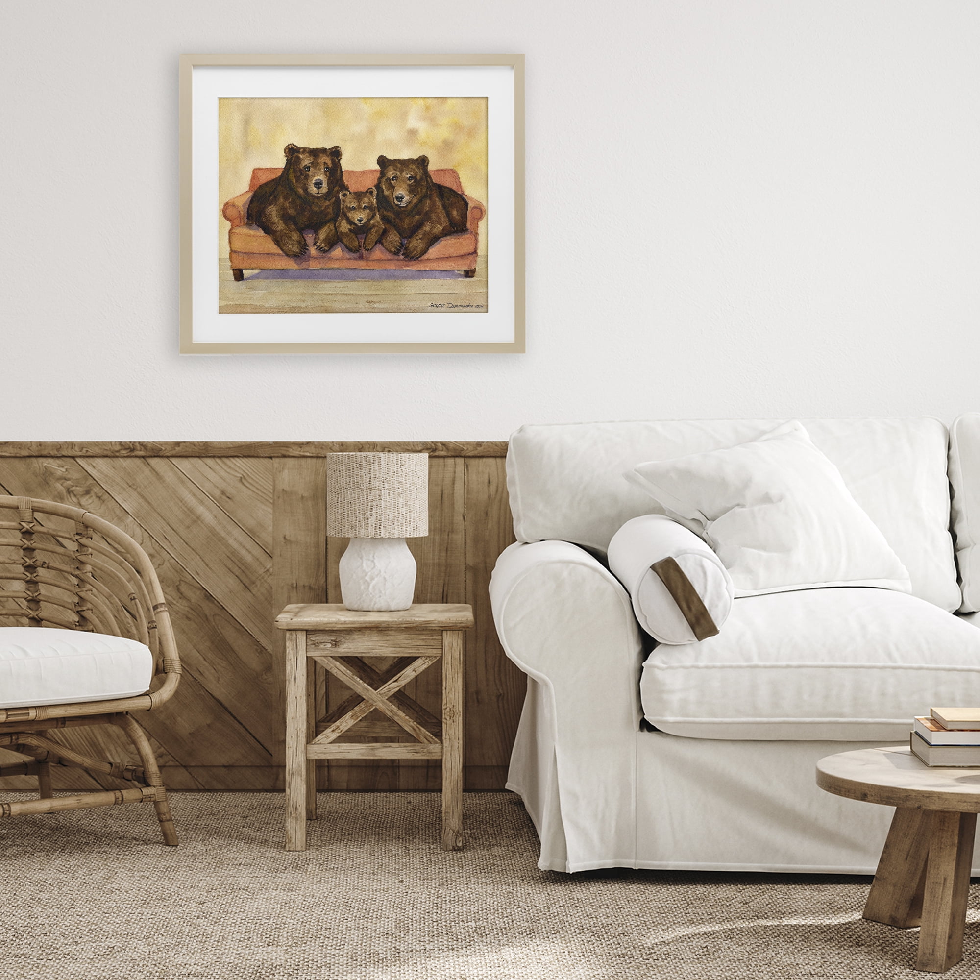 Stupell Industries Bear Family Trio Birch Framed Print Under Glass, design by George Dyachenko